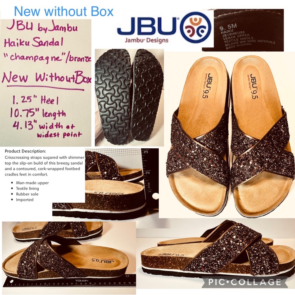 Sz 9.5 med ⭐️ NEW JBU by Jambu Haiku footbed sandal in “Champagne” dark Bronze